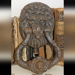 Large Antique Cast Iron Lion Head Door Knocker